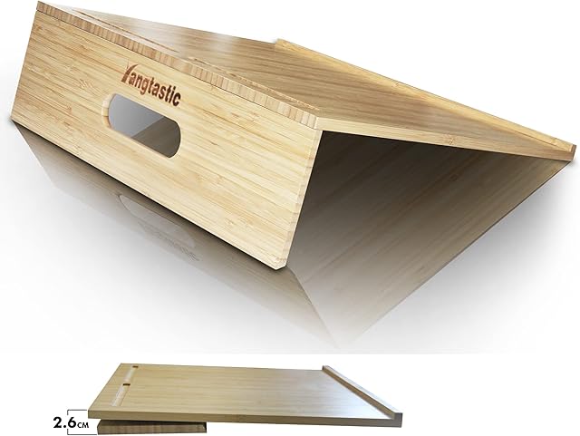 Yangtastic® Foldable A3 Large Bamboo Writing Slope Complete with Cotton Carry Bag | 20 Degree Angled Ergonomic Slanting Stand Board with Handle, Pen Holder, Anti-Slip Border