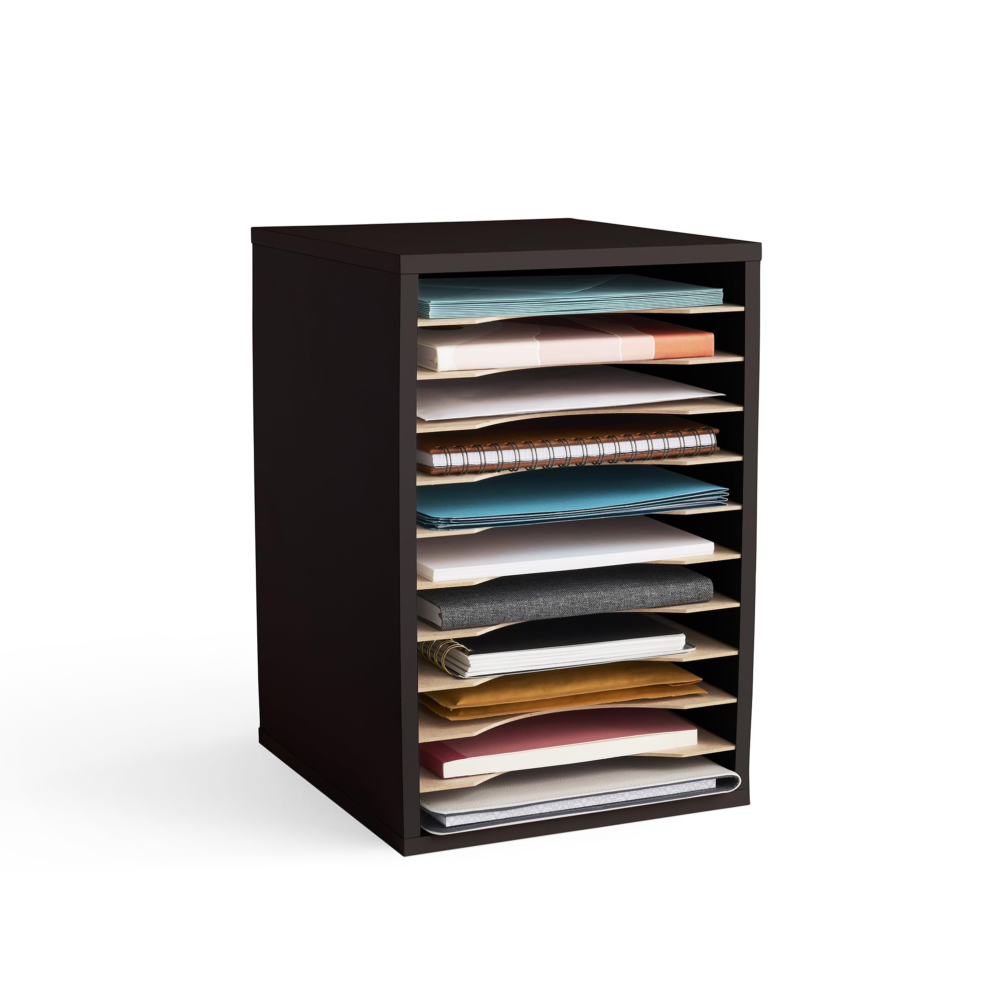 Safco Products Vertical Desktop Sorter, 11 Compartment, Black