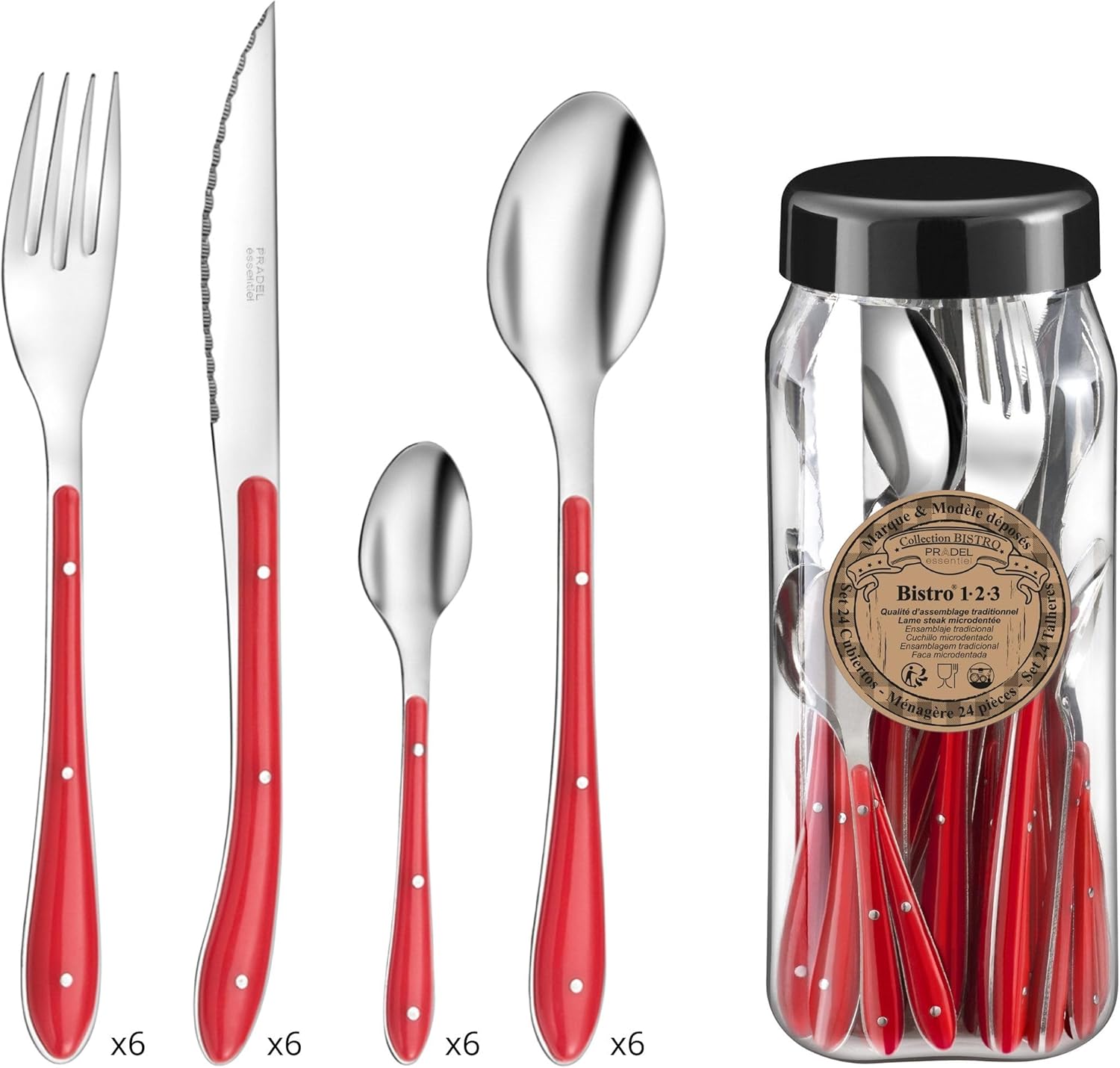 AMEFA Bistro 24pc Flatware Set, Red