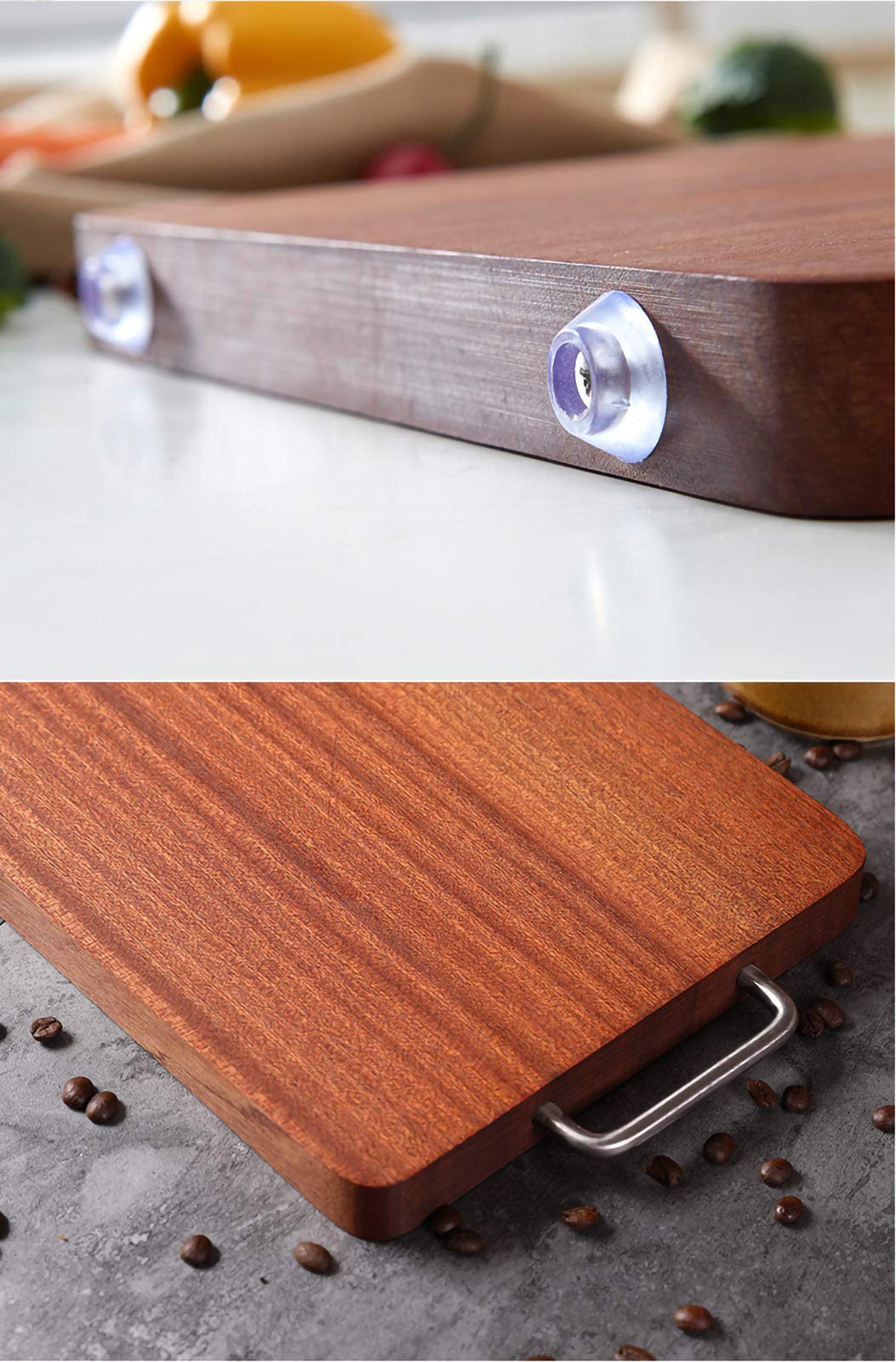 Kitchen's Premium Organiczna deska do krojenia hebanu - drewniana deska do krojenia blok rzeźnika bardzo duży rozmiar drewniana deska do krojenia - mocna, trwała i wytrzymała (rozmiar: 40 x 28 x 2,5 cm)