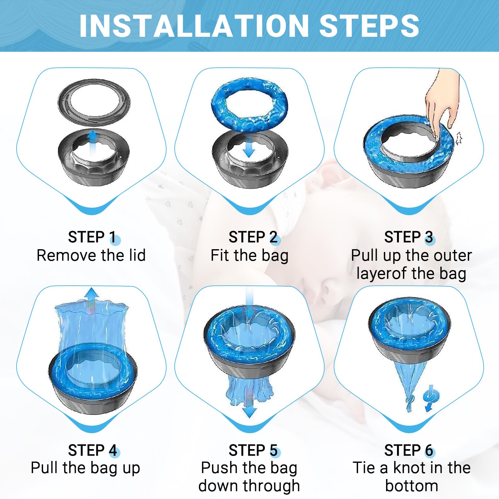 Zorplex 9 Piezas Recambios Contenedor de Pañales, de Papelera Pañales Bebe 7 Capas Engrosadas, instalación sin complicaciones, Compatible con Twist & Click, Todas las Marcas y Modelos