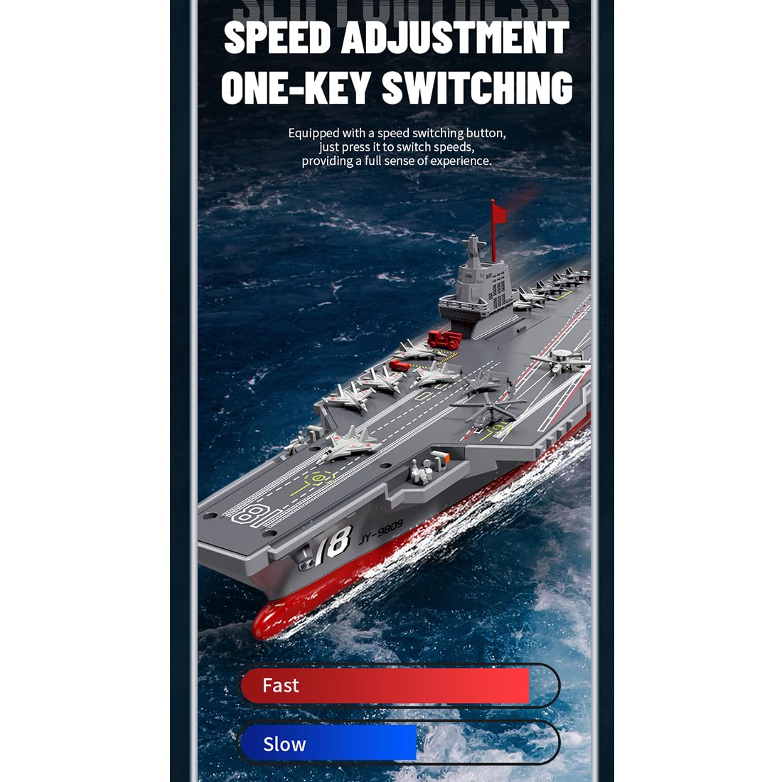 RC, nave radiocomandata, 2,4 GHz, 20 km/h, modello di nave da guerra con doppio motore e 2 livelli di velocità, protezione sensore d'acqua, barca militare RTR per adulti 16+, 40 cm