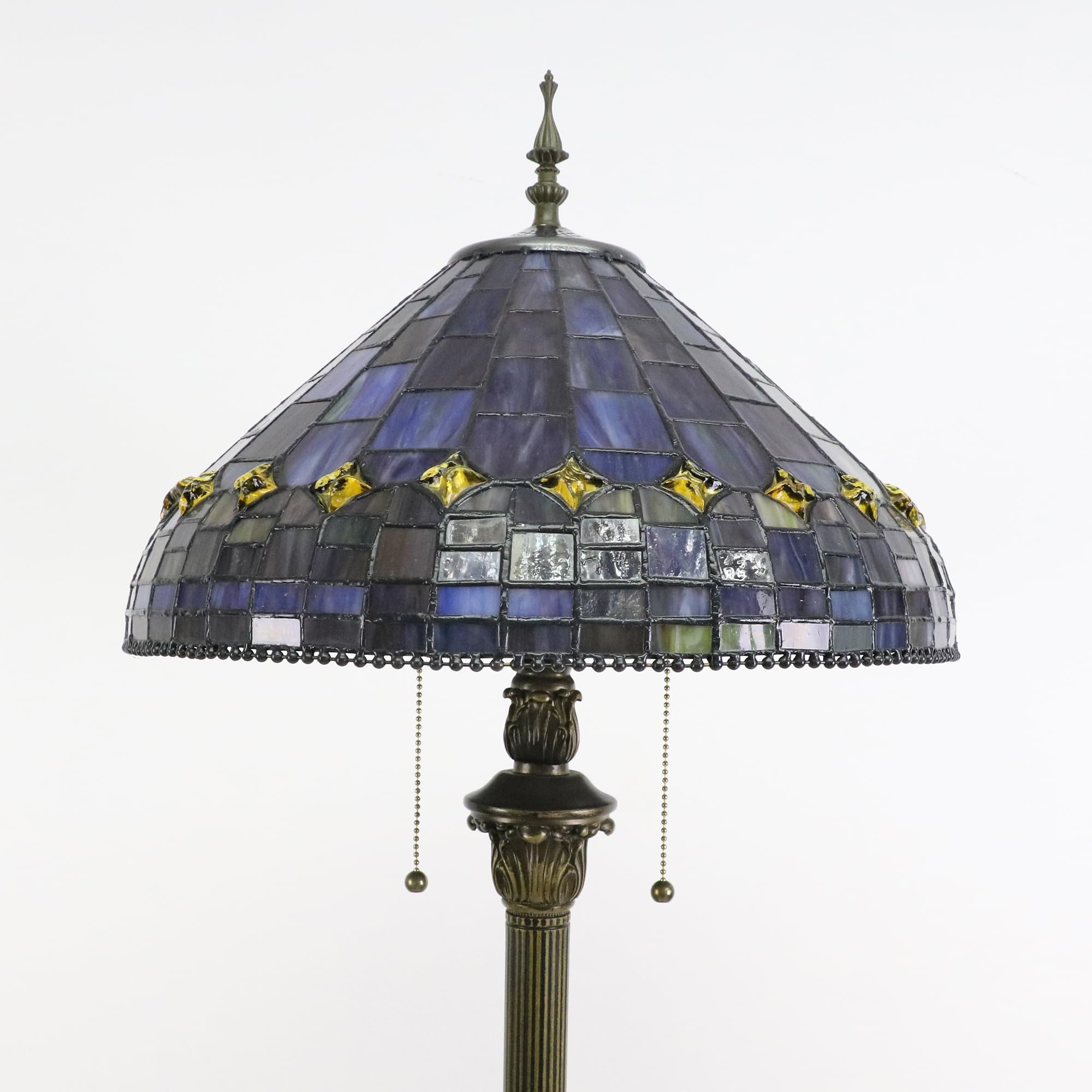 Tiffany Stil Vintage Stehlampe, 16 Zoll Buntglas Lampen für Wohnzimmer, Schlafzimmer Büro Beleuchtung Rustikale Ecke Deco Stehende Hohe Lesung Einzigartige Bronze Leseecke Lampe