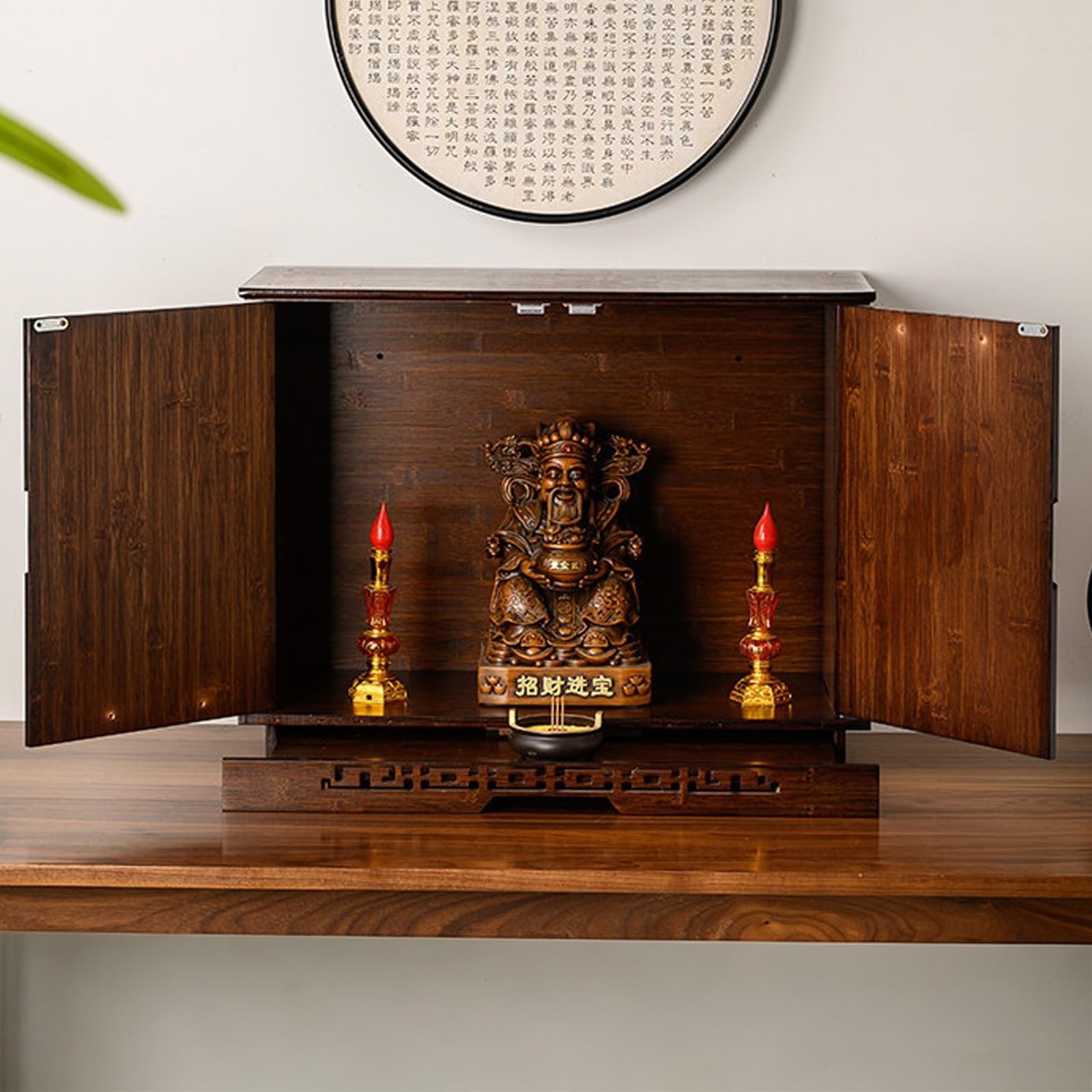 Table de méditation de prestige en bois, autel traditionnel pour décoration zen raffinée