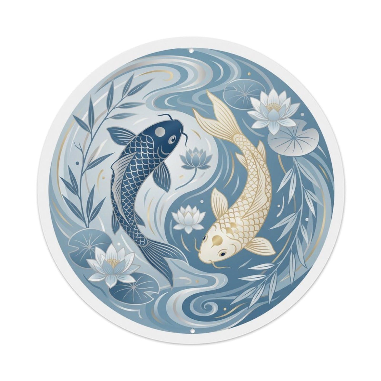 Metal Tin Sign Tai Chi Koi Fish Wisdom Peace