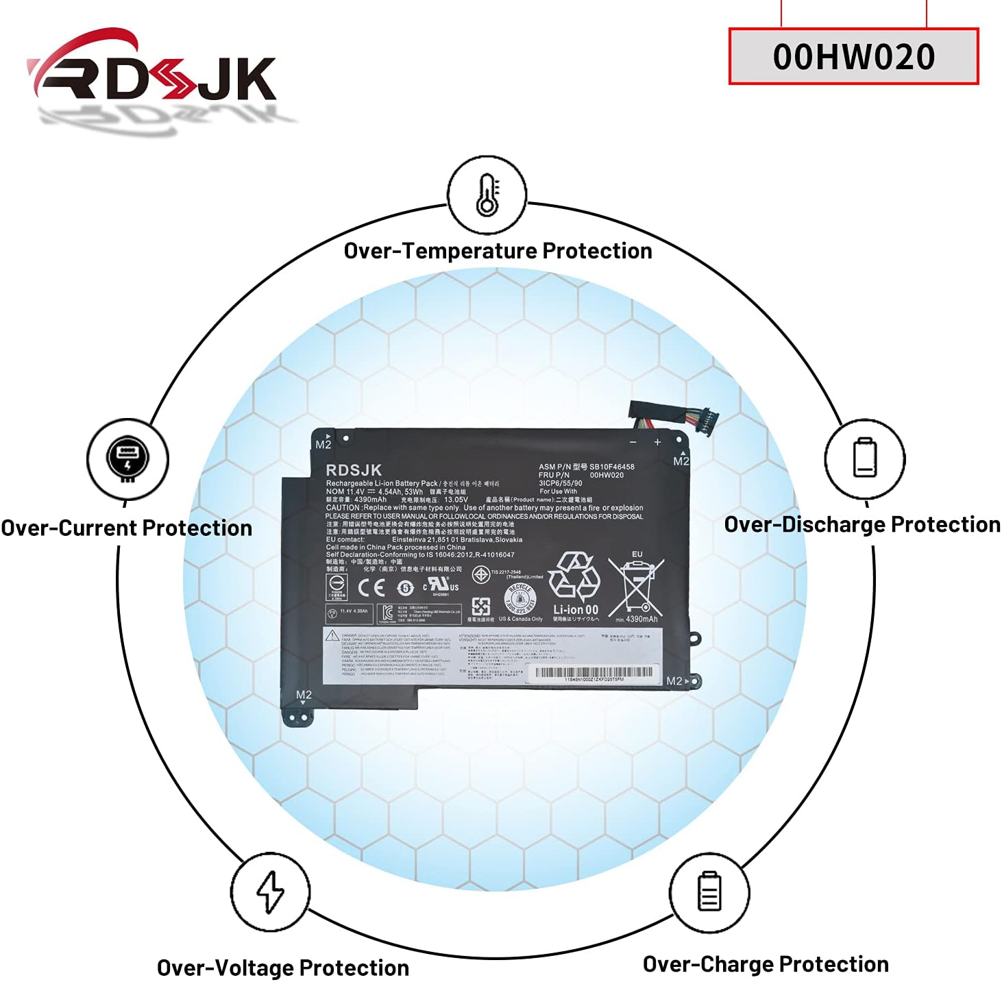 RDSJK 00HW020 00HW021 SB10F46458 SB10F46459 Laptop Battery for Lenovo ThinkPad Yoga 460 20EL 20EM Yoga P40 20GQ 20GR 20FY 20G 20G0 S3 Yoga 14 20DM Series 11.4V 53Wh