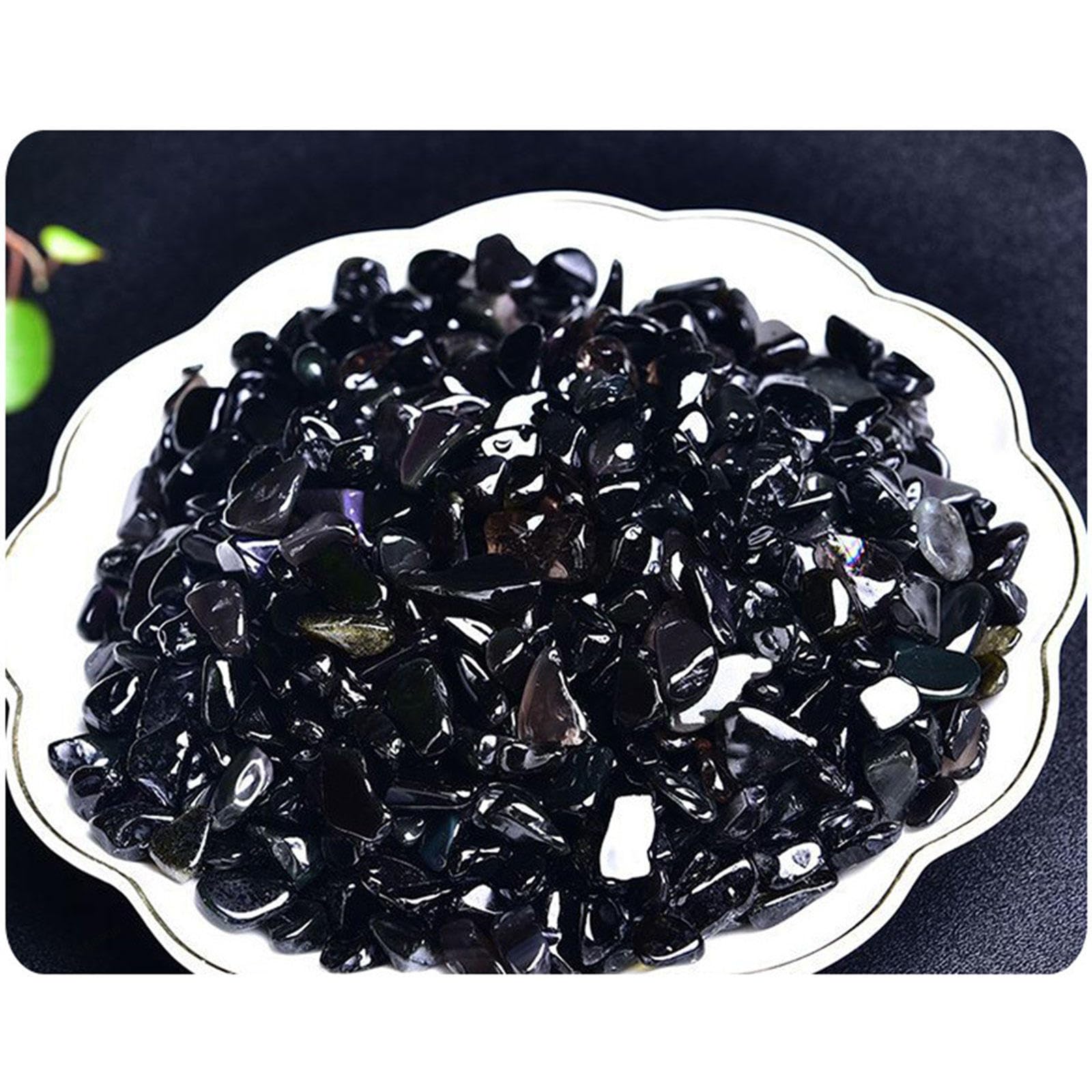2.2lb/1kg Piedra Triturada de Virutas Caídas a Granel | Pequeñas Piedras Pulidas de Obsidiana Negra Natural | Cristal Curativo de Energía | Regalos | Reiki | Decoración del Hogar,7-9mm