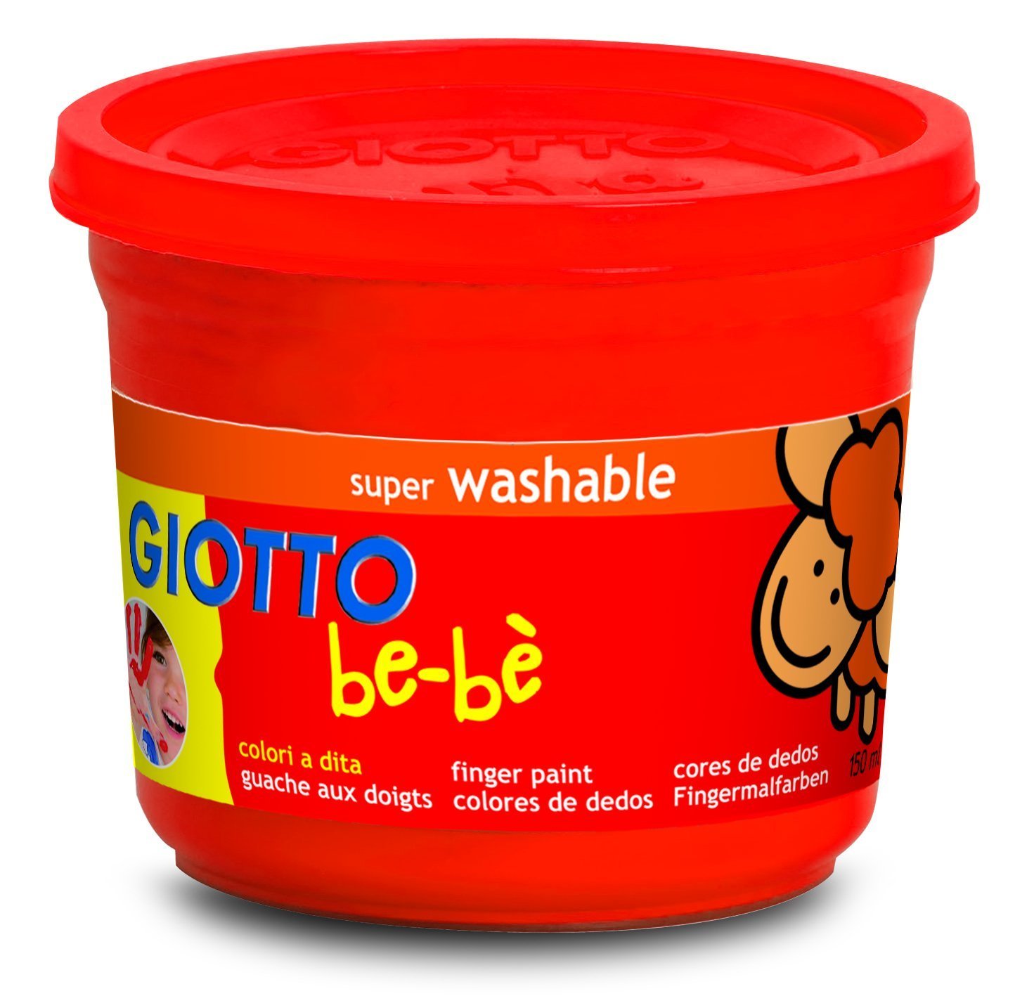 GIOTTO BEBE' - Confezione Da 4 Barattoli Di Colori A Dita, 150 ml, Super Lavabili