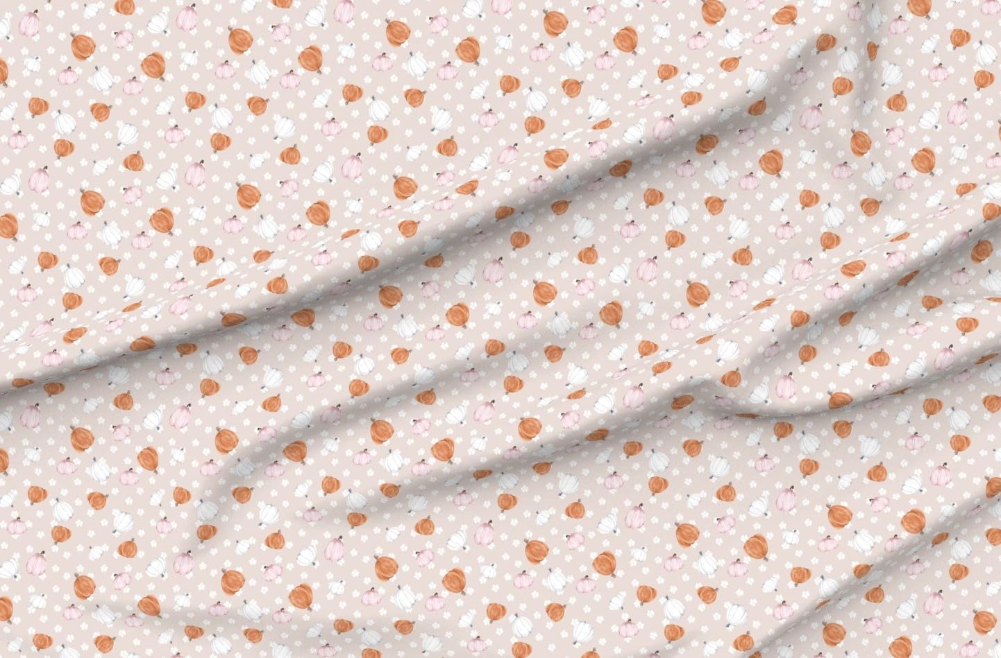 Spoonflower Fabric - Pumpkins Autumn Fall Thanksgiving Pink Nursery Watercolor Baby Soft Printed on Petal Cotton Fabric Fat Quarter - Sewing Quilting Apparel Crafts Decor
