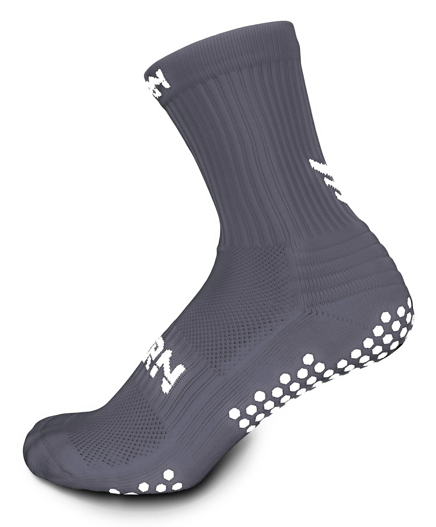 Torn Sports Grey with White Midcalf Grip Sock UK 9-12