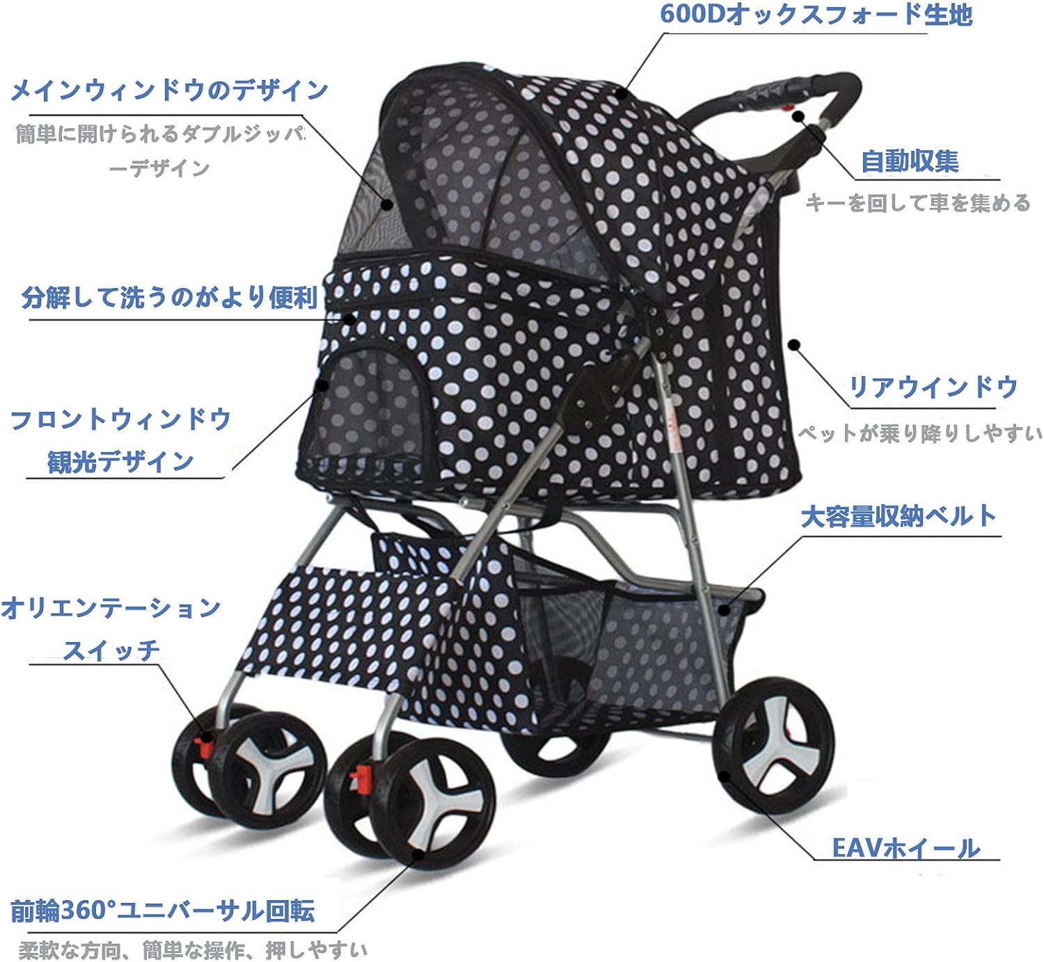 Amazon.co.jp: Lukang ペットカート 折り畳み式小型犬 360度回転