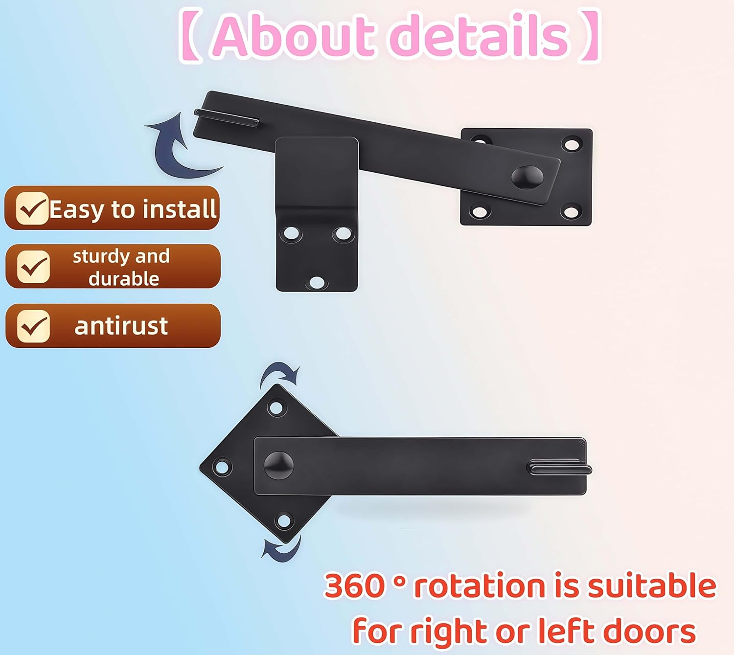Sturdy 6" Barn Door Flip Latch Sliding Door Latch Gate Latch Fit for barn Doors, Outdoor Fences, Sheds, and Farm Doors to Increase Security and Privacy, Easy Installation Matte Black
