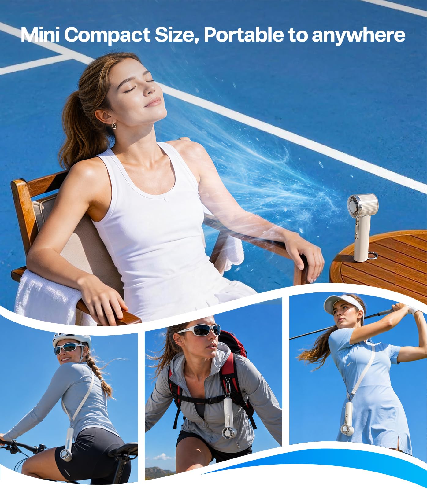 TORRAS Coolify iva - Ventilatore portatile con refrigeratore per il ghiaccio, raffreddamento di 10 °C, velocità regolabile da 0 a 100, mini ventilatore portatile super potente da 4900 mAh