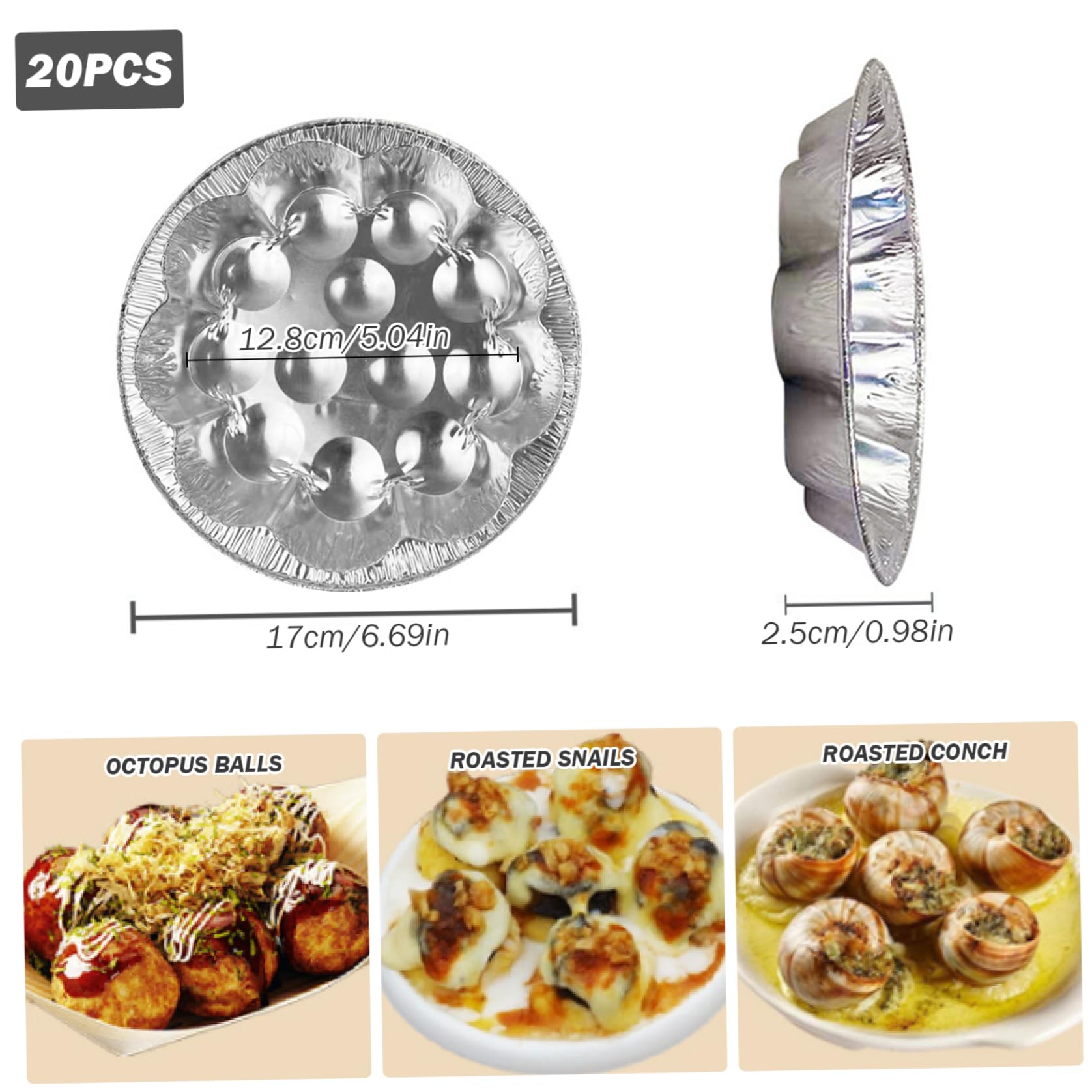 Gatuida Plaque à Escargots En Fonte 12 Compartiments - Poêle Takoyaki Escargots Champignons Forme Pieuvre