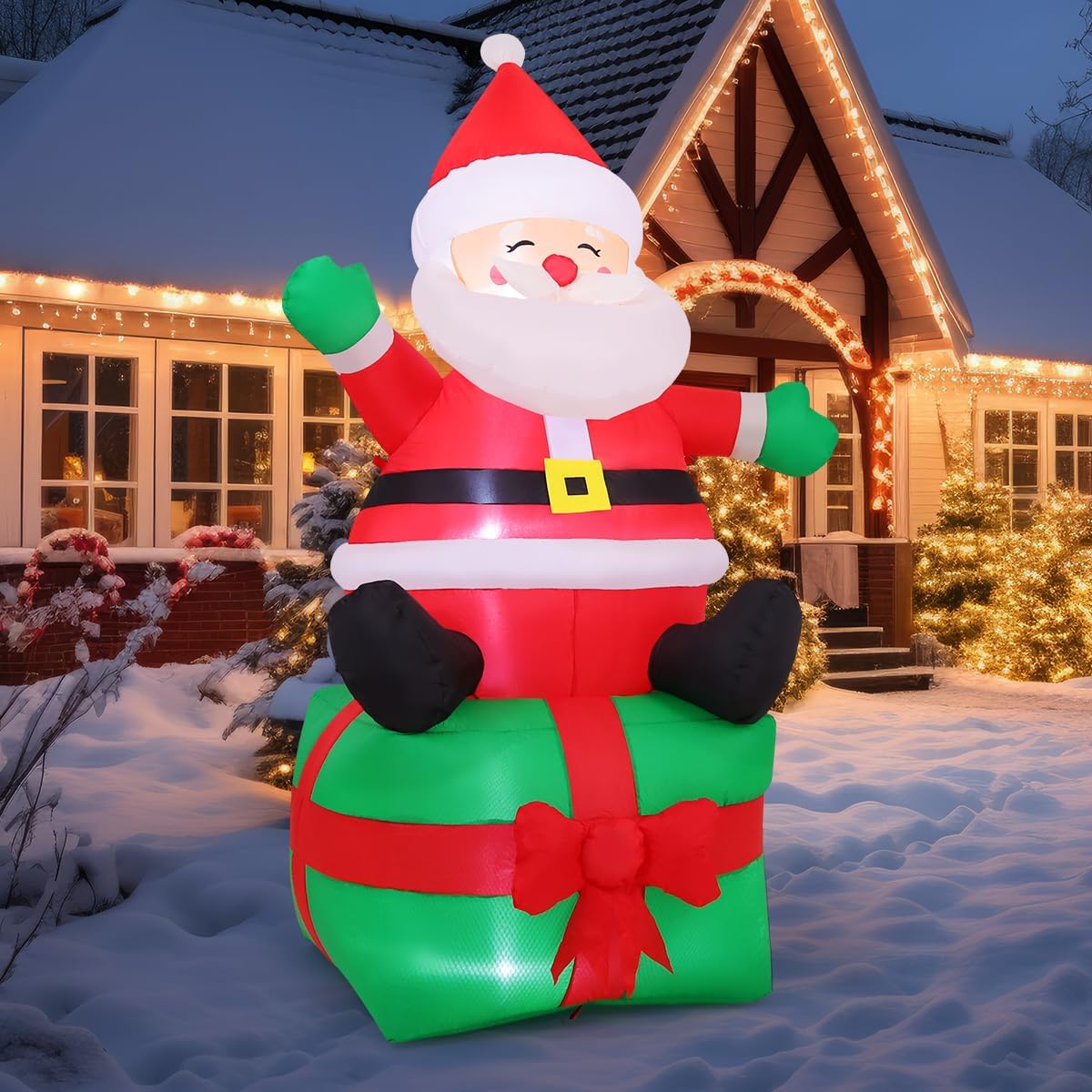 COMIN 7 FT Christmas Inflatables Outdoor Decorations, Santa Blow Up Inflatable with Built-in LEDs for Christmas Indoor Outdoor Yard Lawn Garden