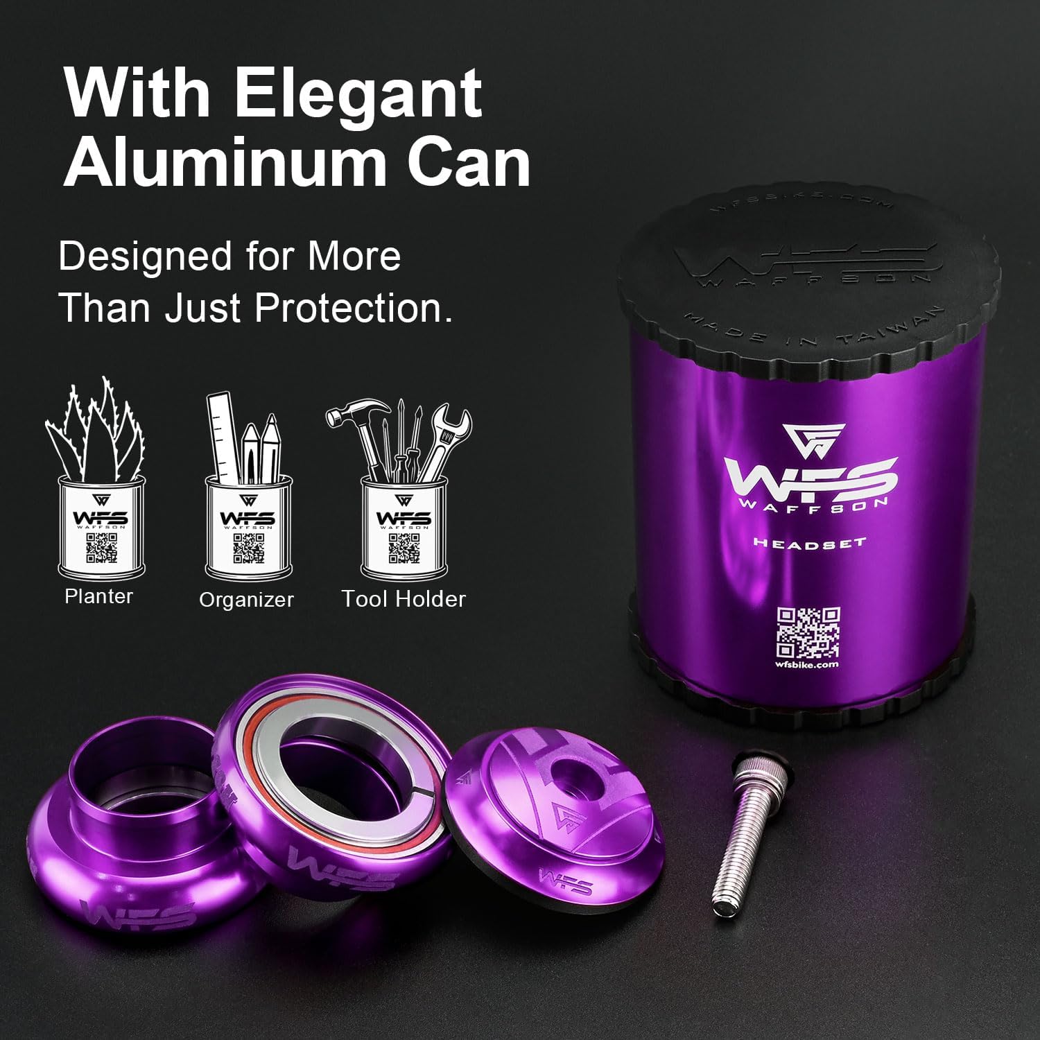 WFS NV.73 1 inch Threadless Bike Headset Set for 1" Threadless Steerer Fork and 30mm Head Tube - CNC Aluminum Alloy, Precision Sealed Bearings for MTB Mountain/Road/City/BMX Bikes