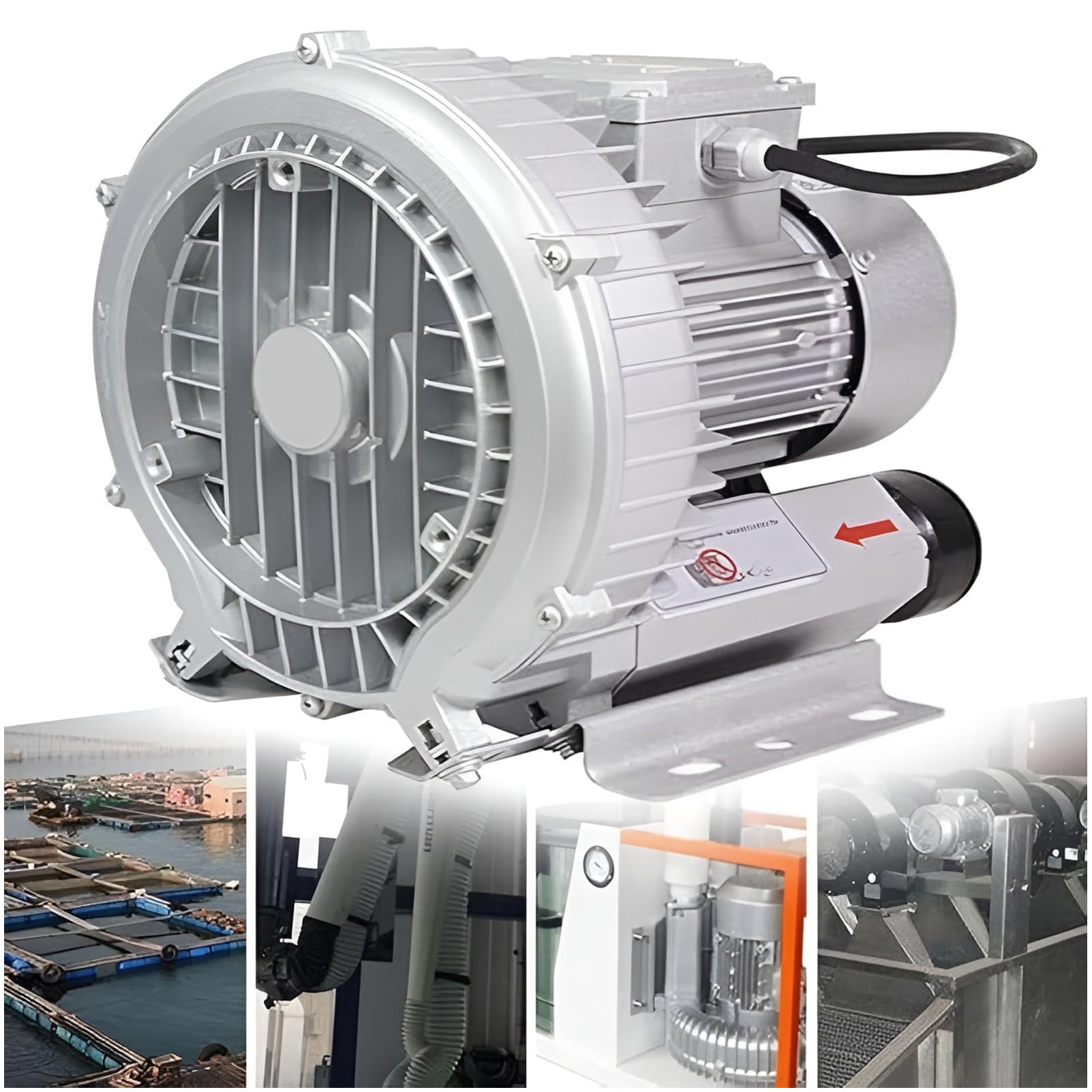 Soplador Regenerativo Industrial, Soplador De Anillo De Vórtice De Alta Presión De, Soplador De Canal Lateral, For Acuicultura For Soplado De Aire O Succión De Estanque De Peces De Acuario,220V-120W
