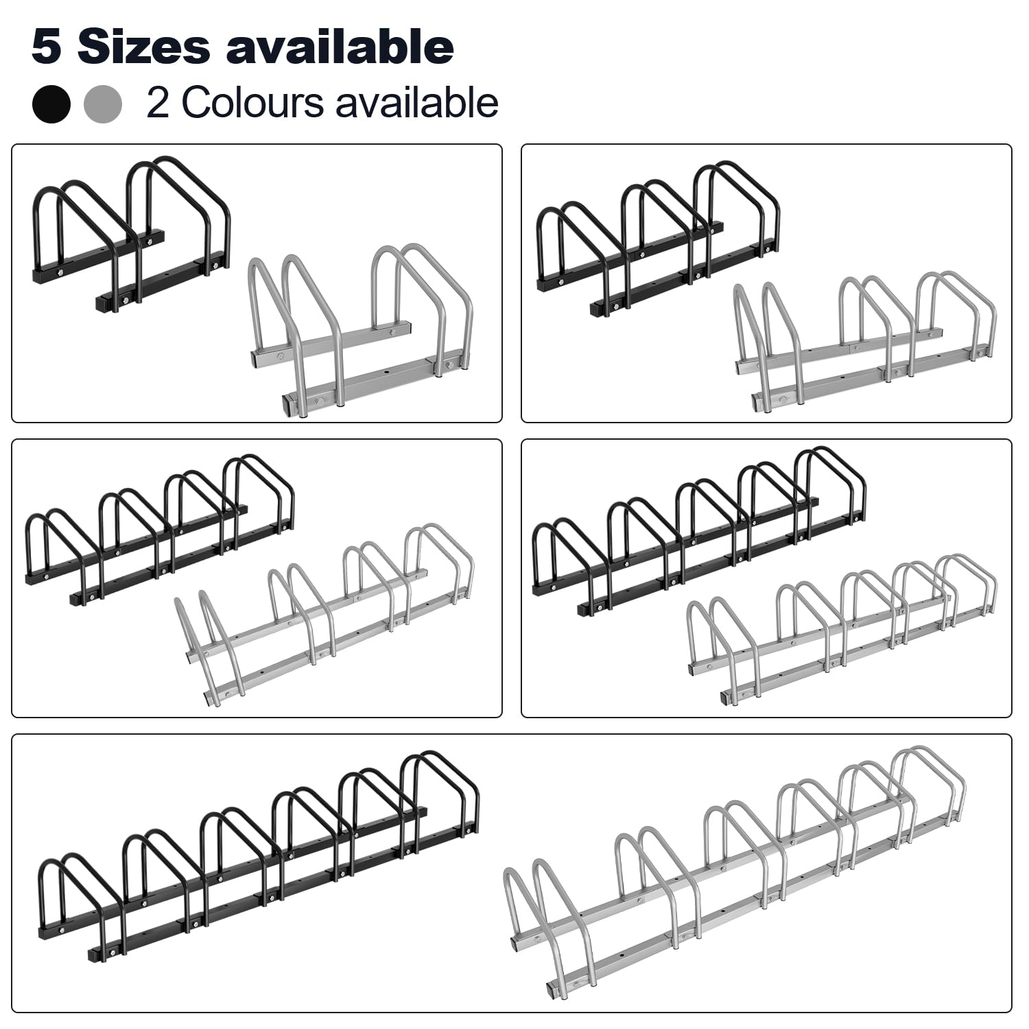 𝗜𝘇𝗿𝗶𝗲𝗹𝗮𝗿 Fahrradständer, Für 6 Fahrräder 35-55 mm Reifenbreite, Boden und Wandmontage, Mehrfachständer Fahrradparker, Aufstellständer Verzinktem, Schwarz MaßeHBT:26x160x32 cm