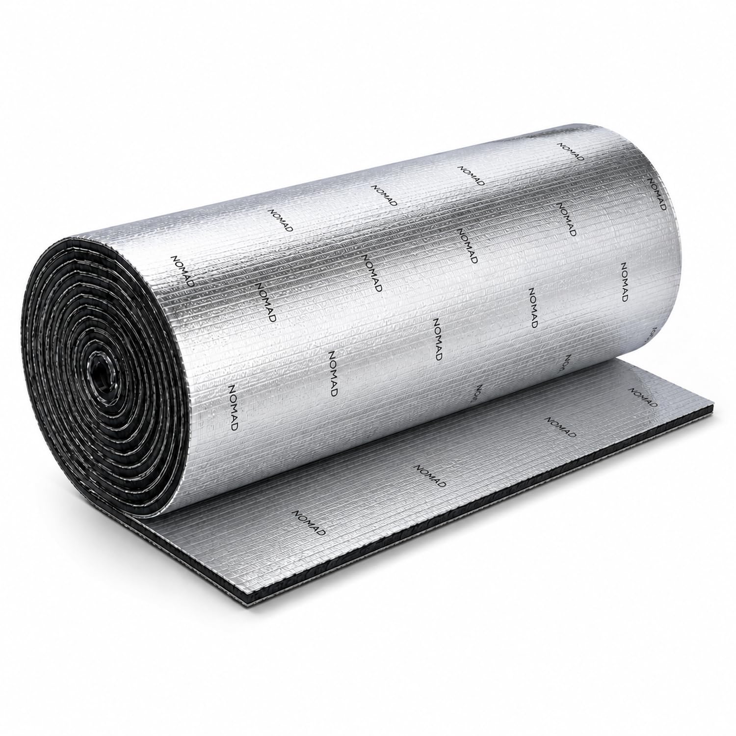 NOMAD Insulation Roll 5mm Self Adhesive Closed Cell Foam & Reinforced Aluminium Foil for Campervan Insulation for Wall, Ceilings Sound Deadening & Heat Barrier 0.5m x 10m, 5sq.m Foil Vapour Barrier