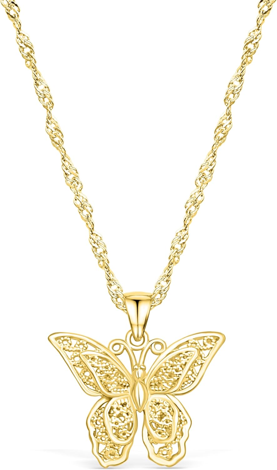 SHINYY Butterfly Pendant Necklace for Women 18K Stainless Steel Charm Bracelet Jewelry Gift for Her