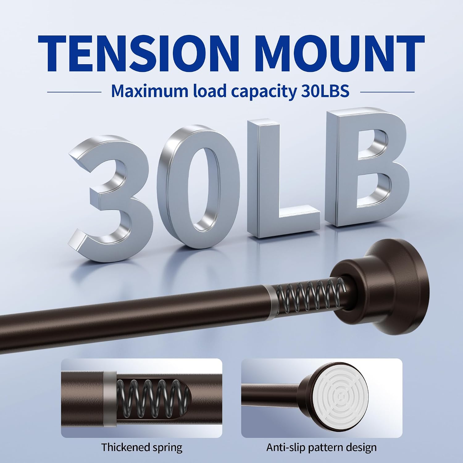 Chrsouly Shower Curtain Rod, 1" Diameter Tension Shower Rod, Bronze