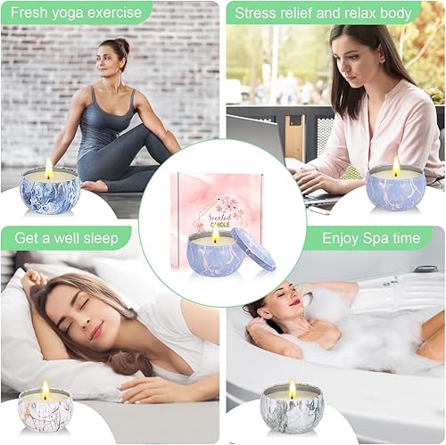Miniatura 7 de Velas perfumadas de regalo para mujeres, paquete de 9 velas de aromaterapia de mármol de 2.5 onzas, cera de soja natural, regalo para el día de la