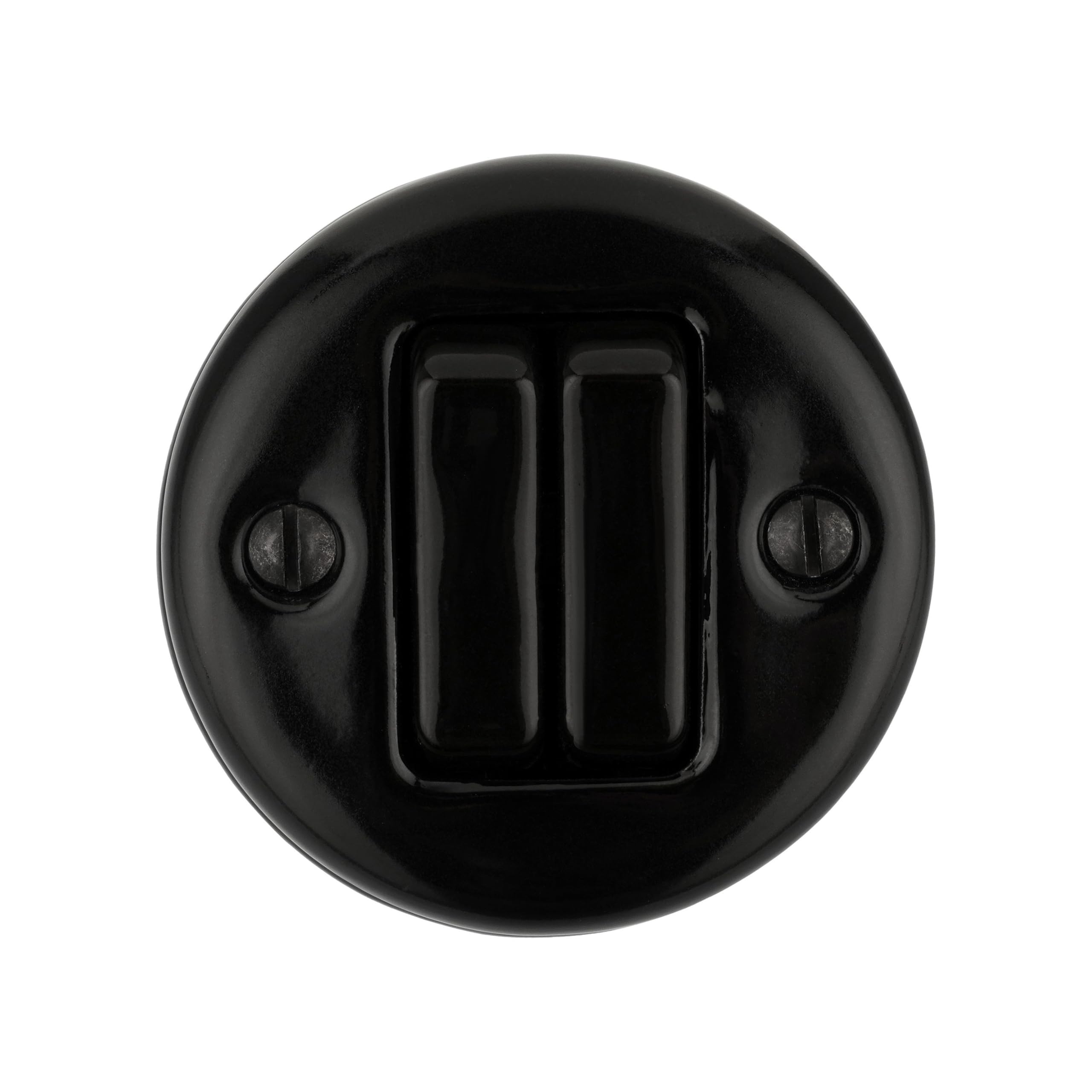 Aufputz Porzellan Retro Doppelschalter, Serienwechselschalter, All-in-One, Serie QR1 schwarz