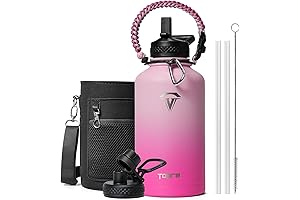 Half Gallon Pink Insulated Water Bottle with Straw