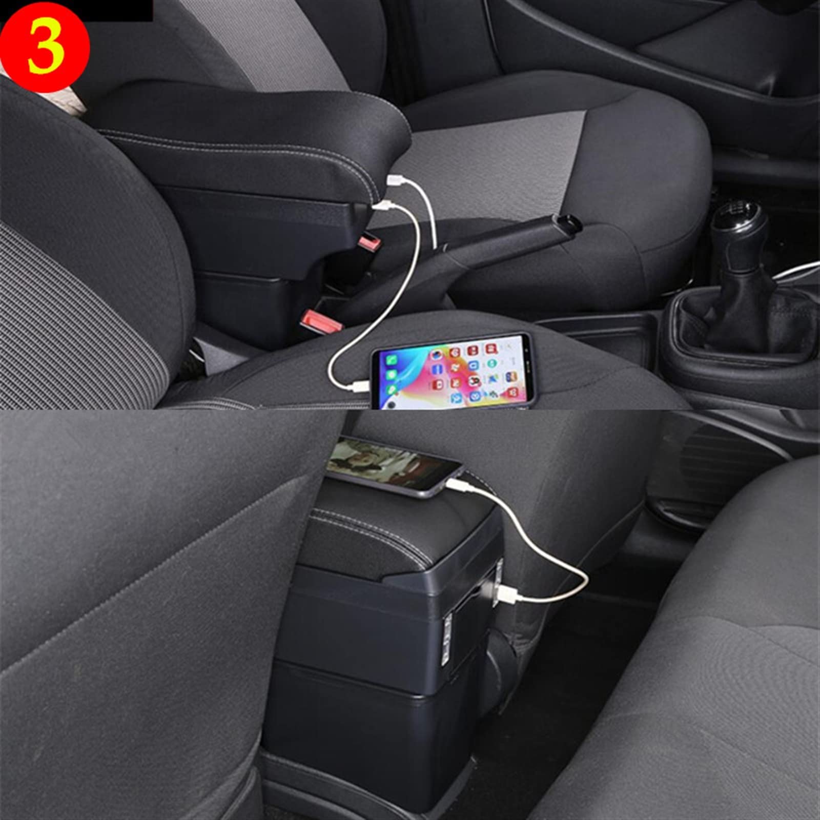 Auto Armsteun Interieur Accessoires Middenconsole Doos Armsteun Auto Onderdelen Voor Vw Voor T&ouran Voor Caddy 2004-2019 Auto Armsteun Box (Color : B1 NO USB