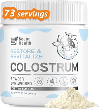 Organic Bovine Colostrum Supplement Powder for Humans 73 Servings | Colostro Supplement for Gut Health, Hair Growth, Beauty, and Immune Support - Unflavored