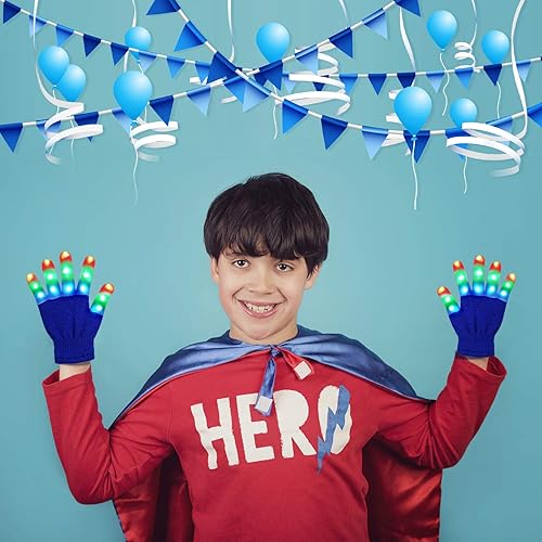 Miniatura 5 de Guantes con luces LED en los dedos para niños, divertidos, para regalo.