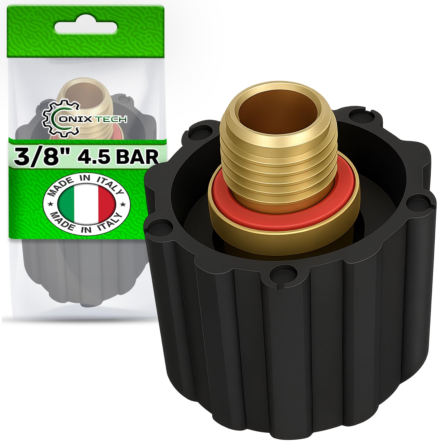 Bouchon avec Filetage Mâle 3/8" et Pression de Travail 4,5 Bar pour Polti | Complète avec Joint - Garantie de 5 Ans - MADE IN ITALY - ONIX TECH