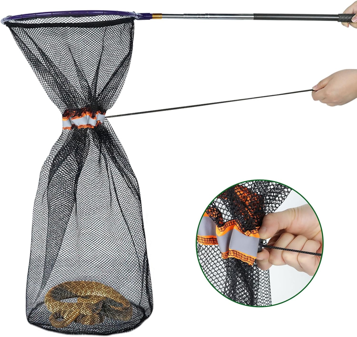 IC ICLOVER Snake Catcher Net + 39" Collapsible Snake Hook, Snake Grabber Handling Tool, Reptile Catching Net with Telescopic Pole Stick, Best Tool Set for Moving Pick-Up Rattle Snakes Lizard Reptiles