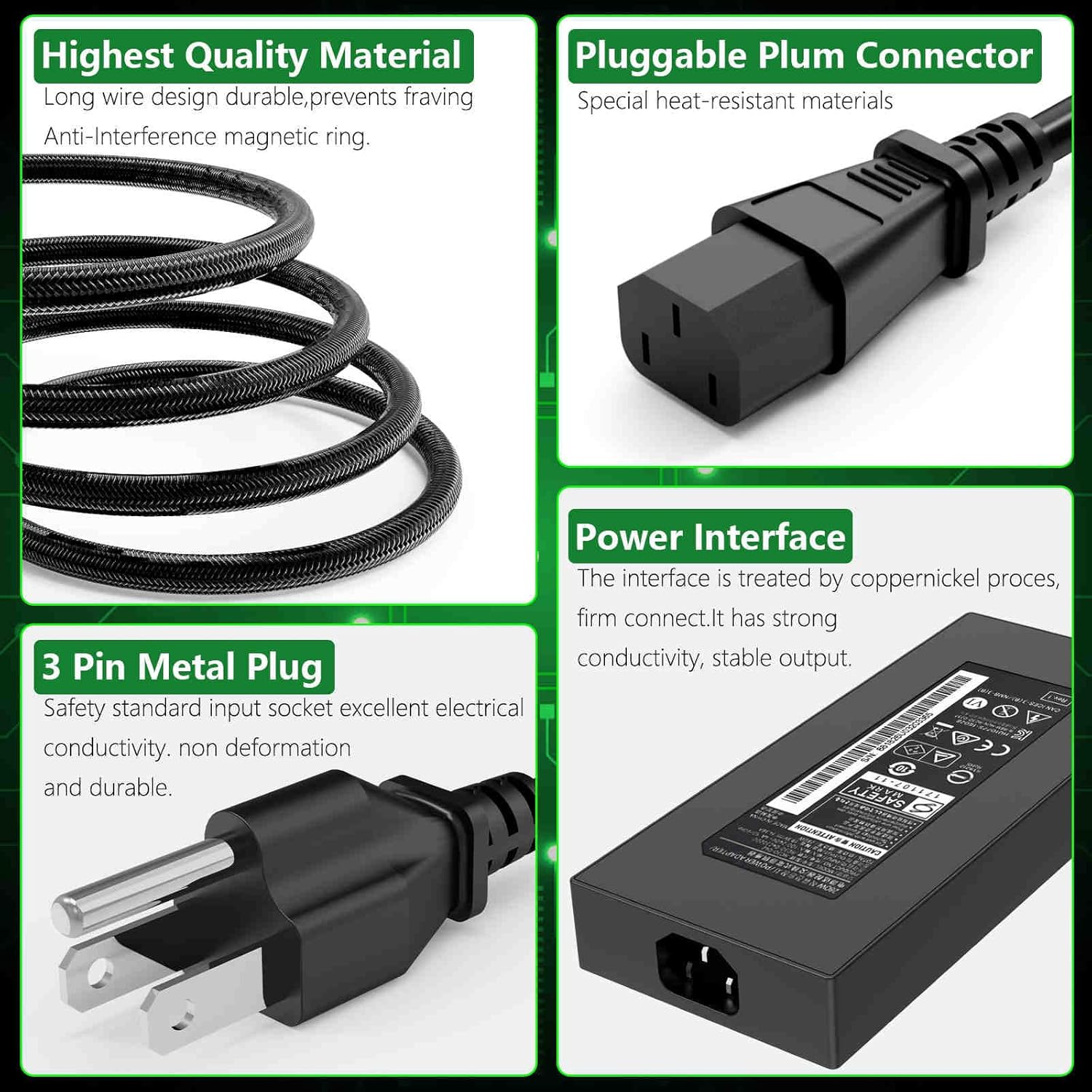 280W 14.36A 19.5V GaN Laptop Charger for Razer Blade 16 17 18 RTX 4060 RTX 4070 RC30-042 RZ09-0423 RC30-04230200 AC Power Supply Adapter Cord