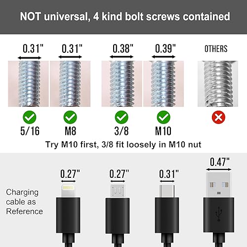 Miniatura 2 de Patas de cama de 11 pulgadas para marco de base de cama ajustable, patas de repuesto para muebles, 4 tipos de hilos contenidos, juego de 4