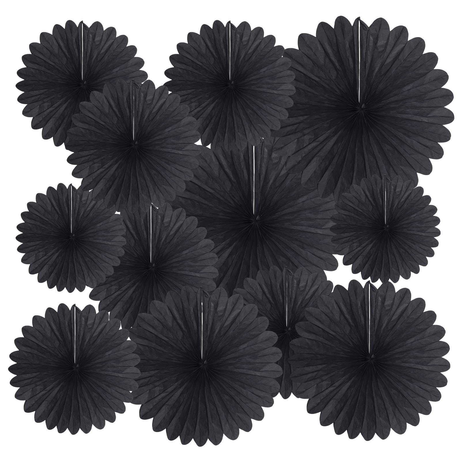 20 Pcs Black Hanging Paper Fan, Hanging Honeycomb Round Paper Fans for Weddings, Birthdays, Easter, Baby Showers, Classroom, Events Ceiling Party Supplies Decorations
