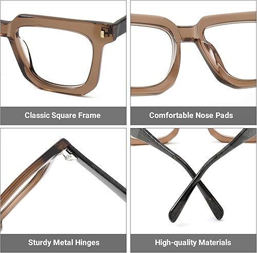 Miniatura 3 de Zeelool Coville ZJGA830292 - Marco de anteojos cuadrados de gran tamaño clásico con lente transparente sin receta para mujeres y hombres