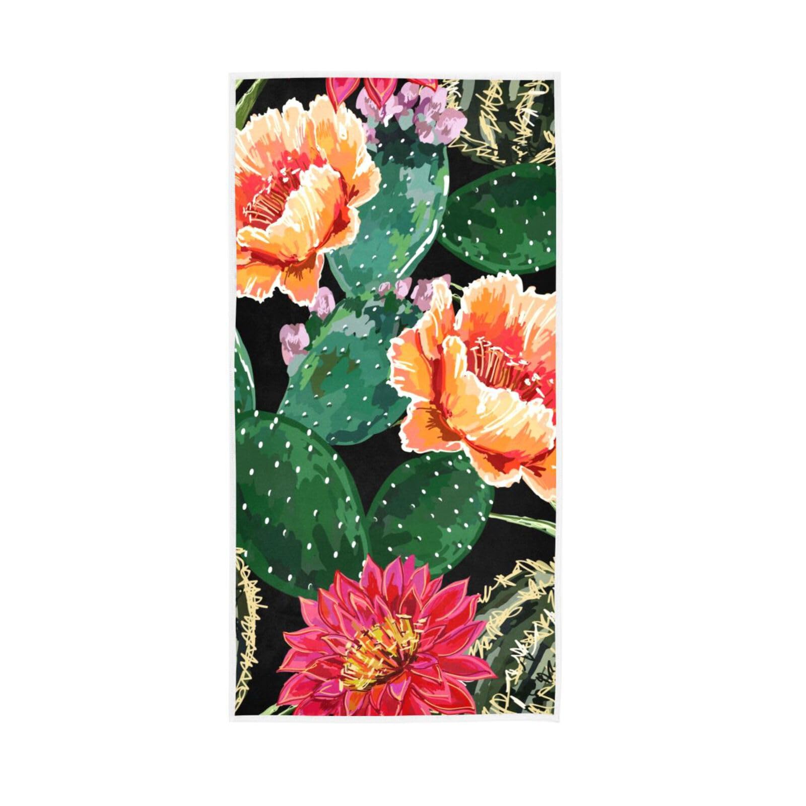 LSRCPD Tropical Cactus Kitchen Hand Towel, 15 x 30 Inch Bathroom Decorative Towels Salon Towels for Hair Stylist Esthetician Facial Towels