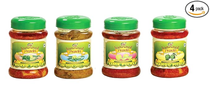 Pickle Combo of 4 (Mango, Mixed, Lime Chilli, Chilli Pickle)