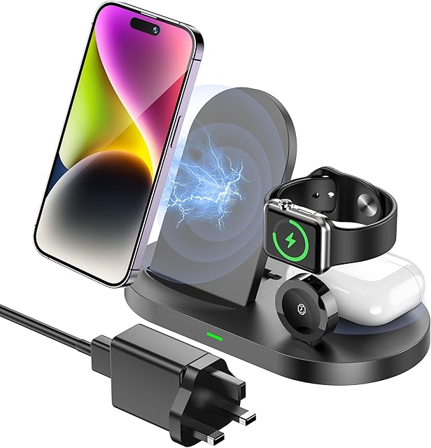 Wireless Charger 3 in 1, YSYFAD Fast Wireless Charging Station, 15W Charging Dock Station for iphone 14/14 Plus/14 Pro/14 Pro Max/13/12, Apple Watch Charger Stand for iWatch 8/Ultra/7/6/SE, AirPods