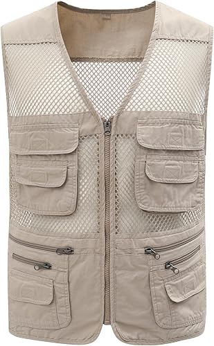 Gihuo Chaleco safari de pesca para hombre con bolsillos para viajes de verano