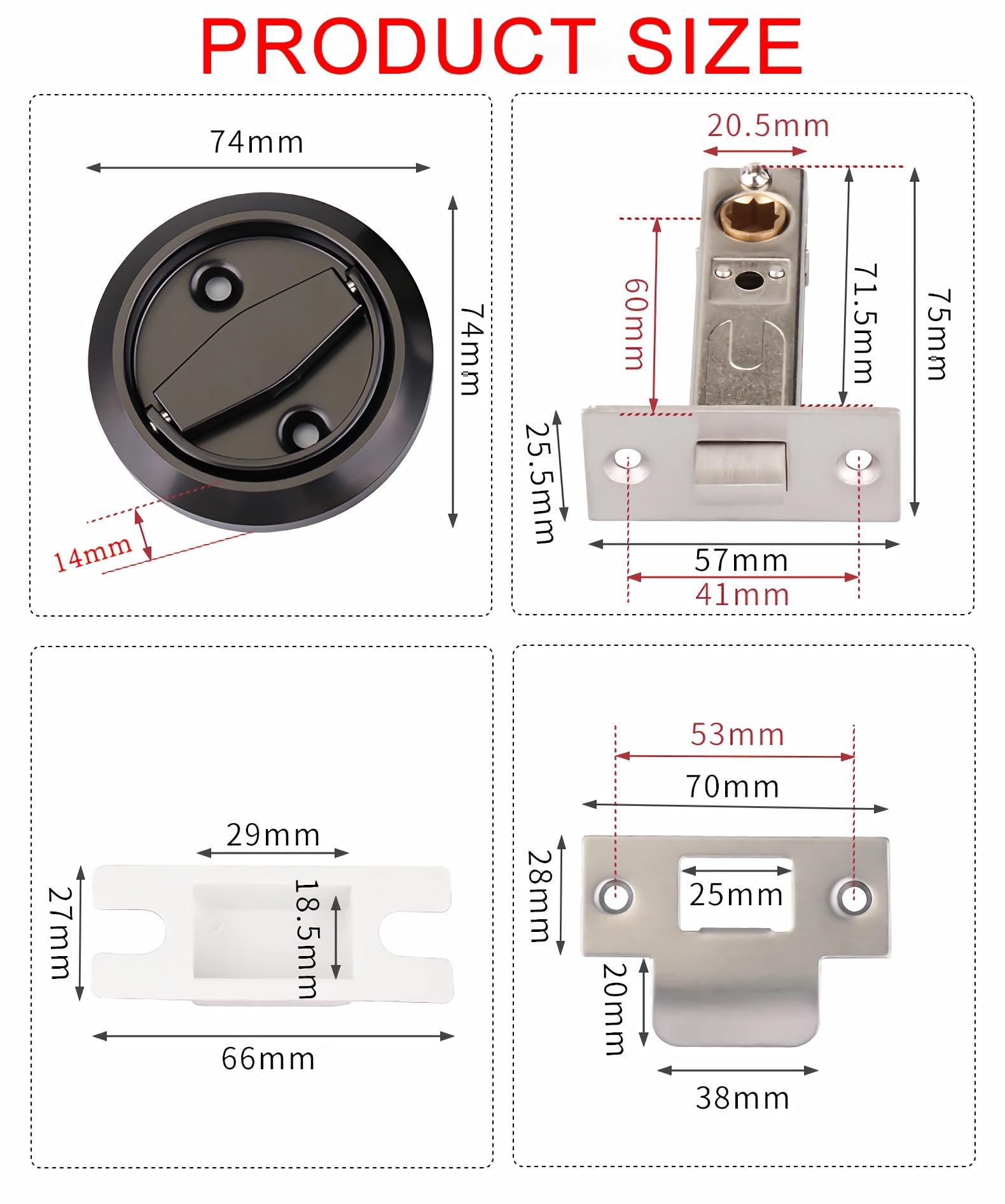 Recessed Door Knob - Keyless Stainless Steel -8