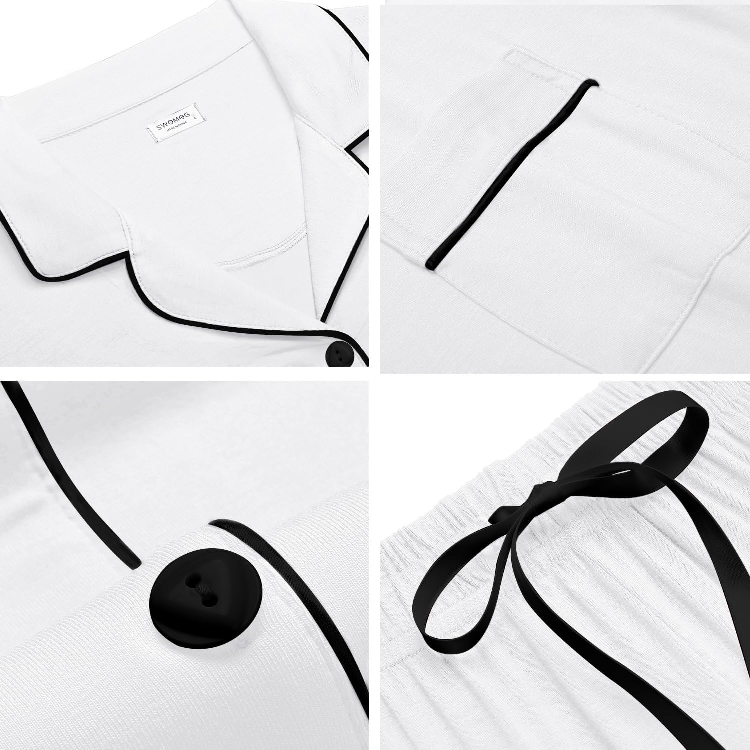 SWOMOG Womens Button Down Pajamas Set Short Sleeve Sleepwear Bride Soft Pj Lounge Sets XS-3XL - Image 5