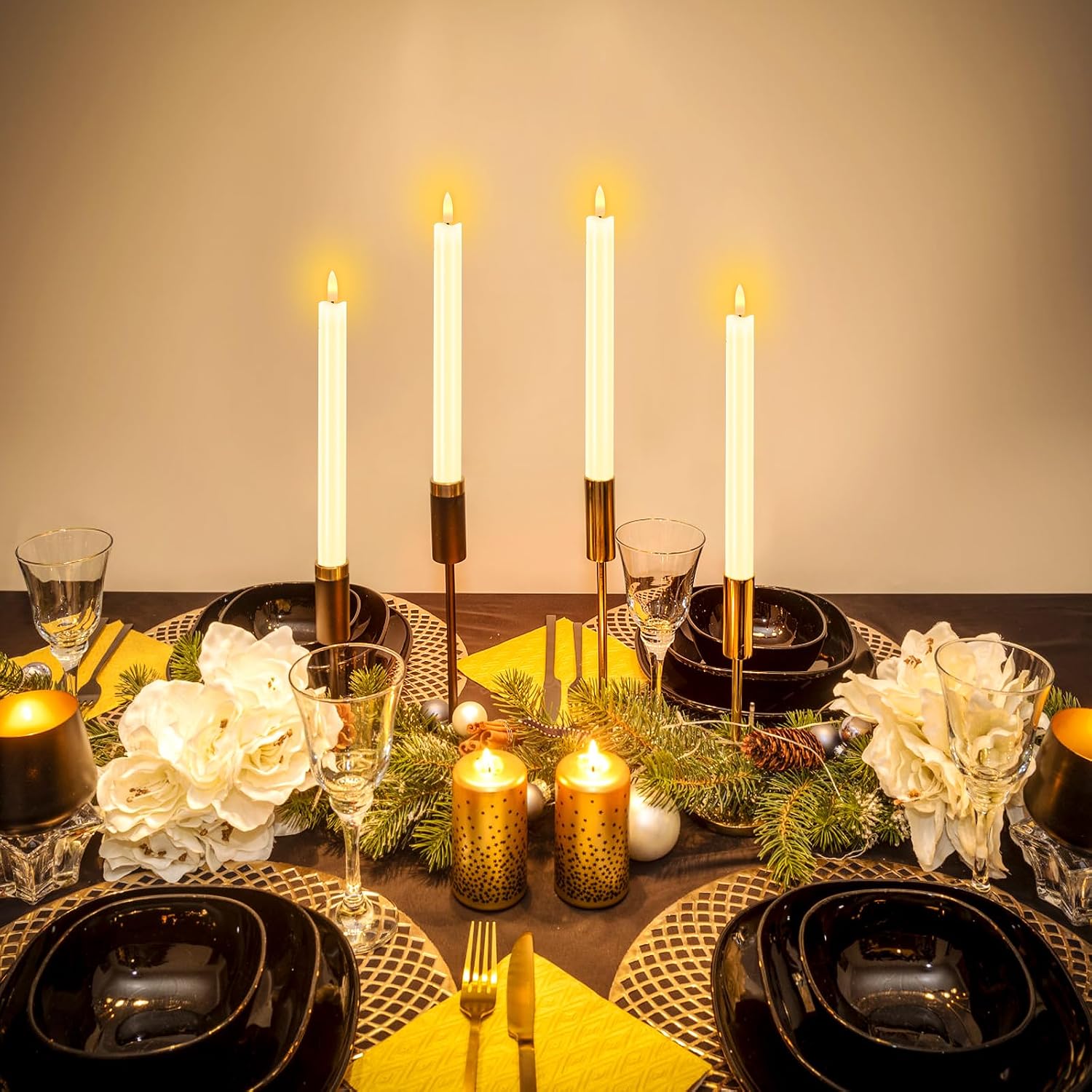 Juego De 6 Velas LED Recargables - Con Mando A Distancia, Temporizador, Luz Blanca Cálida, Cable USB Tipo C, 21 Cm De Altura