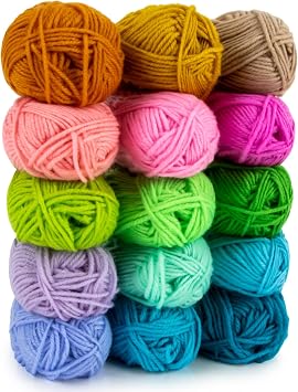 MAQIHAN Acrylic Yarn for Crocheting - 15x20g Soft Knitting Yarn for Crafts