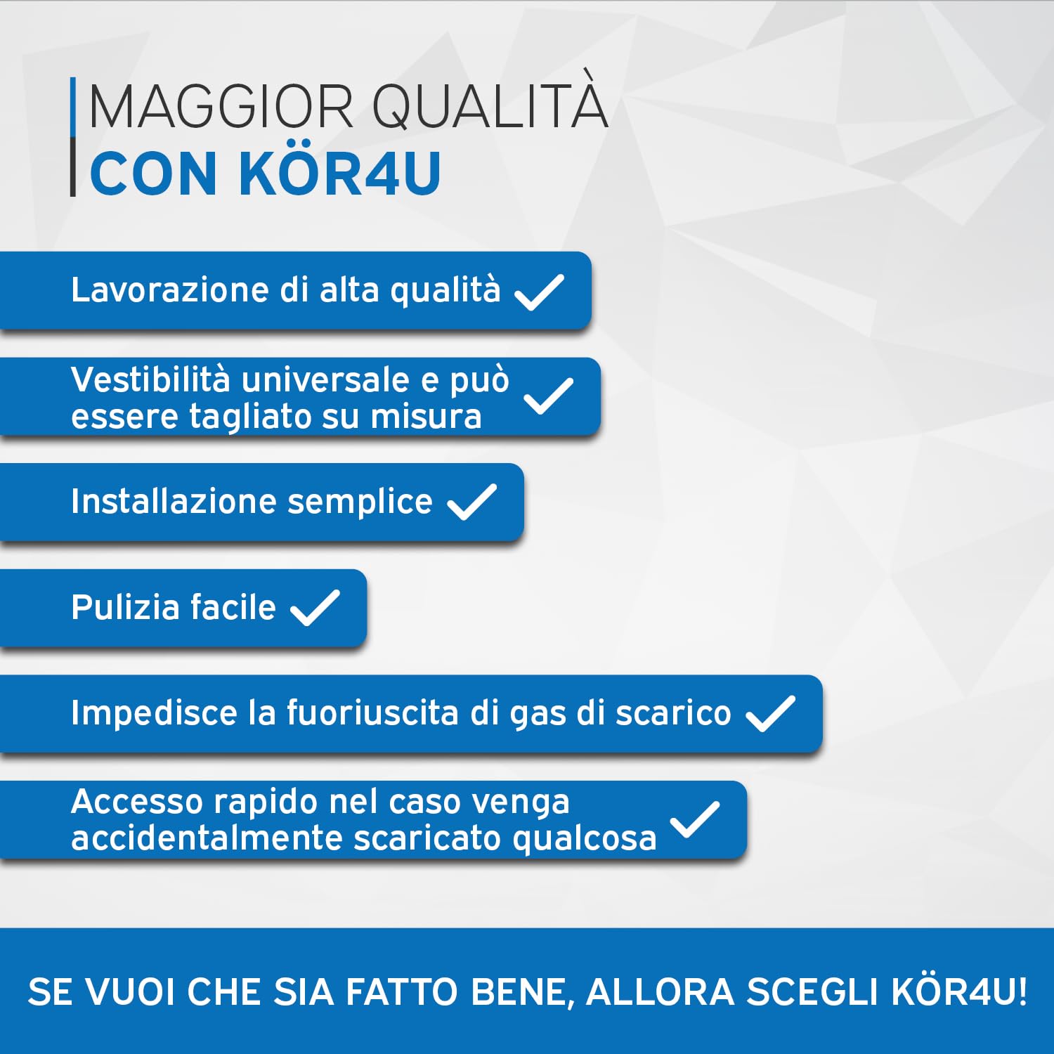 kör4u Sifone 1 1/4" x 32 mm, quadrato, nero opaco, con guarnizioni e rosetta