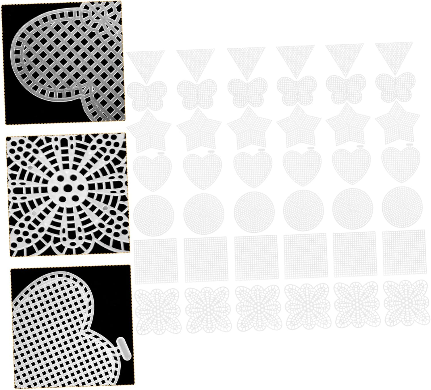 PHENOFICE 70pcs Embroidery Plastic Canvas Cross Stitch Pad Mesh Sheet White for DIY Coasters Bags