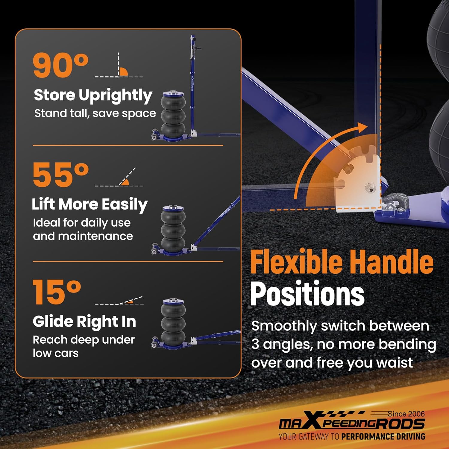 maXpeedingrods 5 Ton (11000 lbs) Air Jack Heavy Duty Pneumatic Jack, Lifting Range 7.87" to 19.69", with 2.36" Extension Adjustable Handle, for Pickup Trucks SUV Van Garage Repair