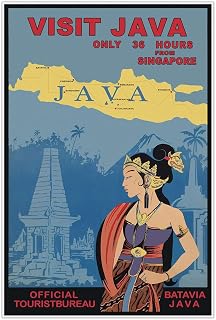 Visit Java Travel Print | Art Print Poster Vintage Wall Decor | 24 x 36 inches