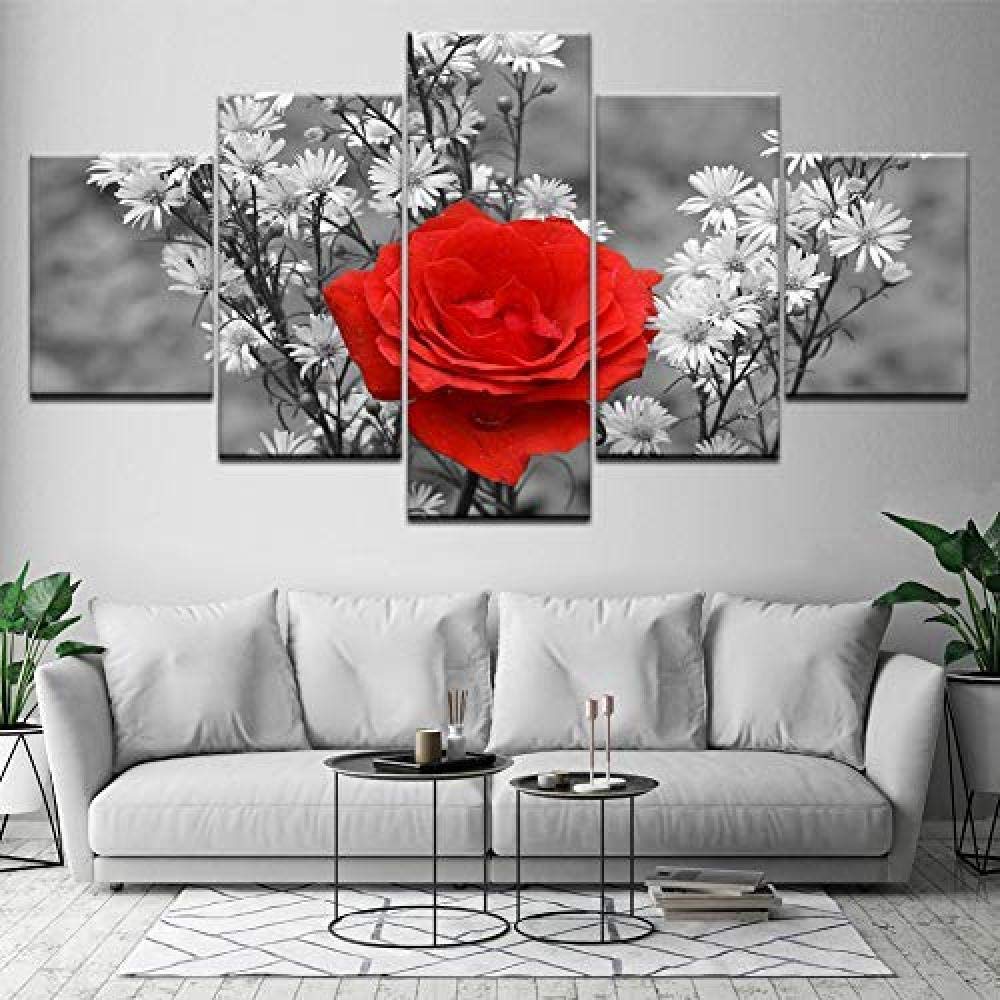 5 Oil Painting Cloth Paintings The Gray and red Flowers 5
